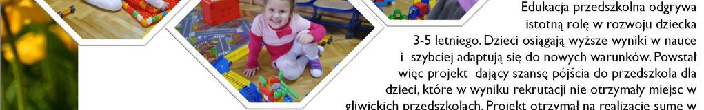 terenie miasta Gliwice Edukacja przedszkolna odgrywa istotną rolę w rozwoju dziecka 3-5 letniego.