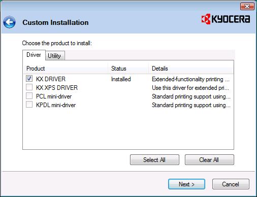 Opcja Custom Mode Po wybraniu opcji Custom Mode w razie potrzeby zostanie zmieniony port drukarki oraz programy narzędziowe. 1 Na ekranie Metoda instalacji kliknij opcję Custom Mode.