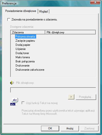 Ustawienia programu Status Monitor Program Status Monitor zawiera dwie karty służące do konfiguracji ustawień. Opcja Preferencje umożliwia rozpoczęcie konfiguracji programu Status Monitor.