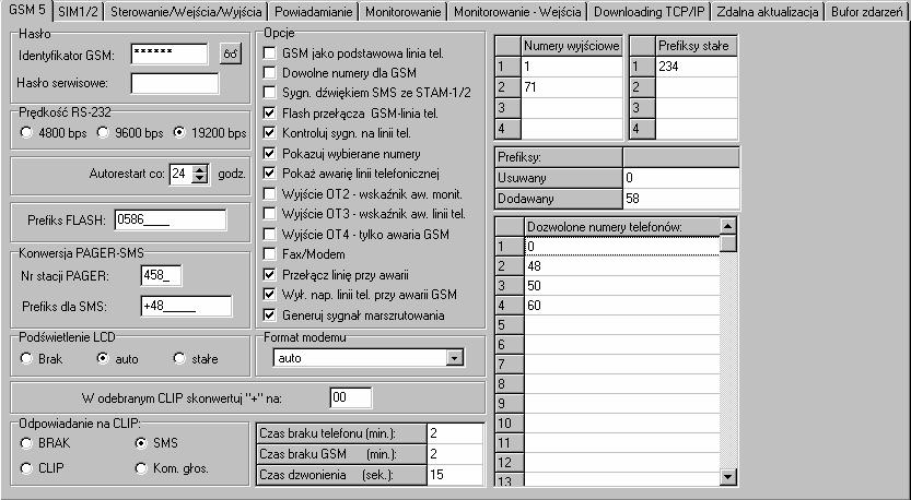 28 GSM-4/GSM-5 SATEL Program pozwala na uzyskanie dostępu na podstawie dodatkowych haseł, które można zaprogramować i dla których określić można uprawnienia (w menu Plik wybrać polecenie