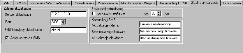 48 GSM-4/GSM-5 SATEL Informacje na temat serwera aktualizacji oprogramowania znaleźć można na stronie www.satel.pl Rys. 24. Zakładka Zdalna aktualizacja w przypadku modułu GSM-5.