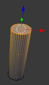 Krok 3 Tworzymy wierzę. W widoku z góry wstawiamy cylinder na pozycji X:15.0, Y:0.0, Z:5.0 o promieniu 1.5. i Deph: 10. Przechodzimy do trybu edycji.