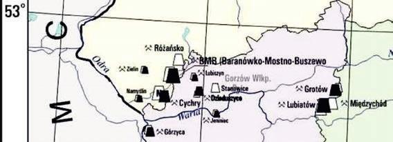 Tab. 1. Zasoby i wydobycie ze złoża BMB (wg stanu na 31 XII 2012 r.) [ 2] Tab. 1. Resources and output from BMB deposit (by the state on 31 XII 2012) [2] kopalina wielkość zasobów/ wydobycie wydobywalne zasoby przemysłowe wydobycie ropa naftowa tys.