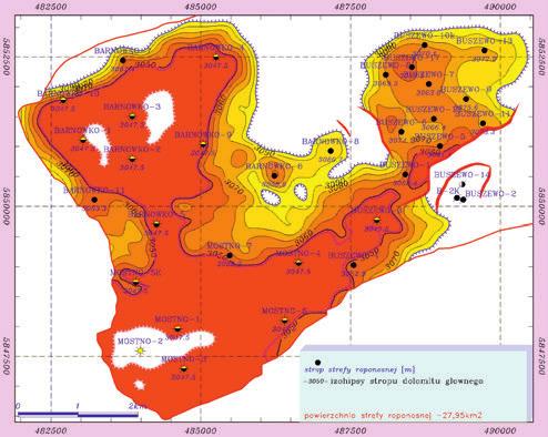 Rys. 4. Mapa stropu dolomitu głównego[3] Fig.