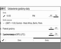 Podstawowa obsługa 21 Nastawianie godziny i daty Wybrać opcję Ustawienie godzinydaty.