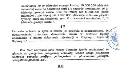 Zarząd podjął ww. uchwałę z dnia 21 września 2016 r.