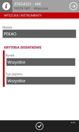 Zlecenie kupna/sprzedaży instrumentów finansowych w Pekao24Makler W menu serwisu Pekao24Makler