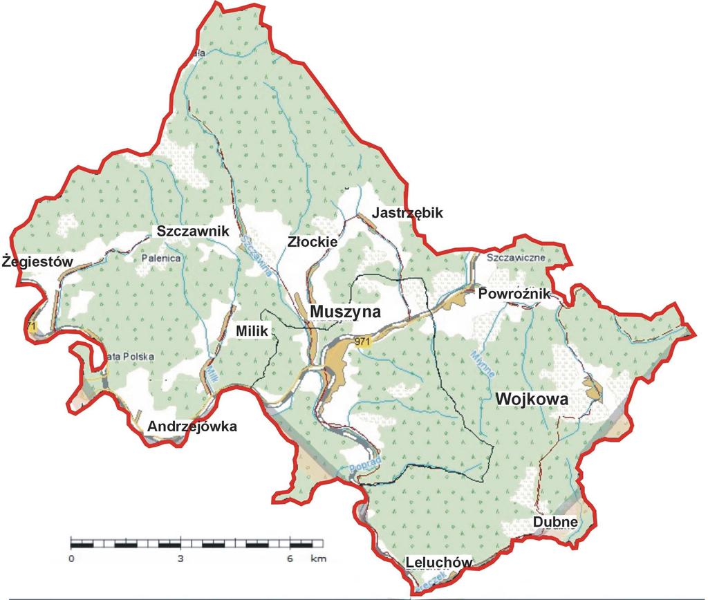 Źródło: maps.geoportal.gov.pl Rys 1. Mapa Miasta i Gminy Uzdrowiskowej Muszyna 1.3.