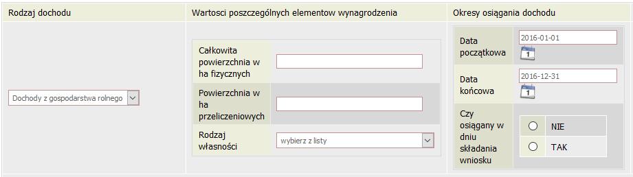 DOCHODY Z PRACY W INDYWIDUALNYCH GOSPODARSTWACH ROLNYCH Do wypełnienia tej tabeli potrzebne Ci będzie zaświadczenie z Urzędu Gminy, potwierdzające posiadanie w roku bieżącym gospodarstwa rolnego o