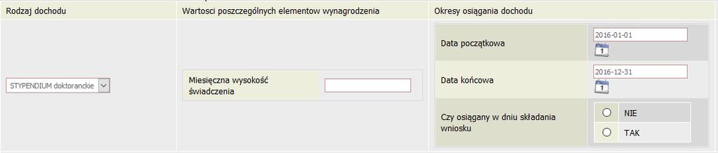 STYPENDIUM DOKTORANCKIE W tabeli tej podaj miesięczną wysokość otrzymywanego, np. przez rodzeństwo, stypendium doktoranckiego oraz zwiększenia stypendium doktoranckiego z dotacji projakościowej.