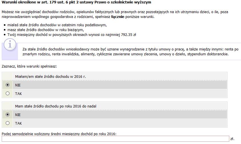 odpowiesz NIE, zostaniesz zapytany o stałe źródło dochodów oraz średni miesięczny dochód w roku bieżącym. Rysunek 36 Pamiętaj!