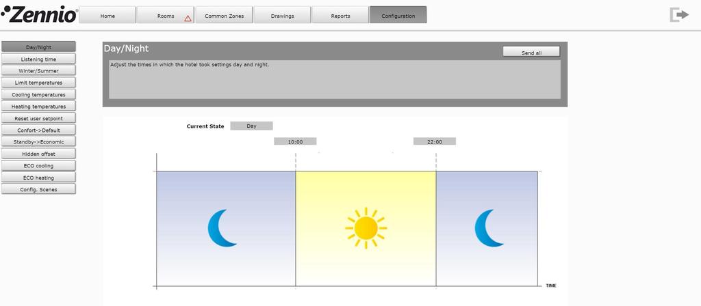In this menu the day and night schedule is shown, which is