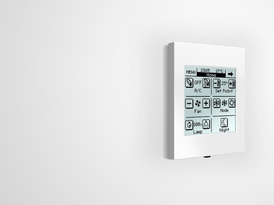 69 InZennio Z38i Panel dotykowy InZennio Z38i jest znakomitym narzędziem komunikacji użytkownika z systemem automatyki budynkowej dzięki monochromatycznemu wyświetlaczowi dotykowemu o przekątnej 3,8.