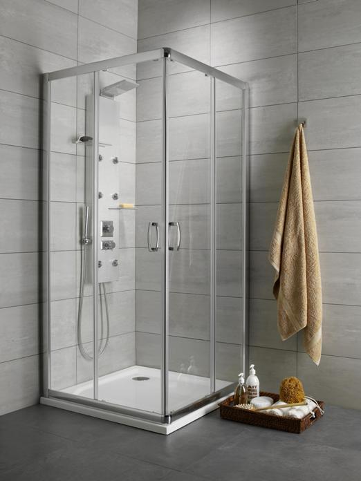 - kabina prysznicowa kwadratowa kabina 90x90cm z drzwiami przesuwnymi Drzwi przesuwne osadzone na łożyskowanych, skrętnych