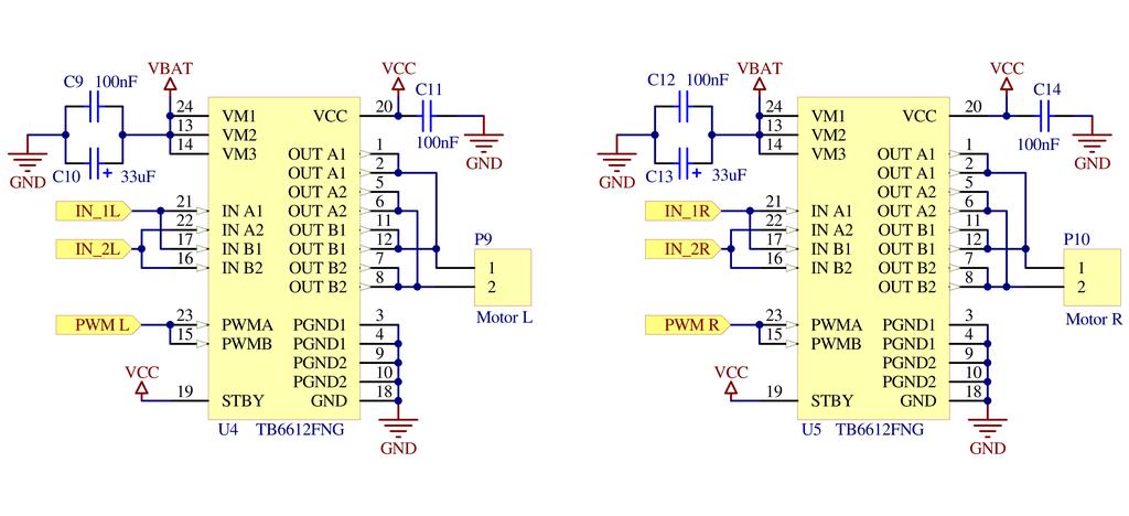 Rysunek 8: Schemat podłączenia mostków H 5 Układ zasilania 5.1 Akumulator Wykorzystano akumulator litowo-polimerowy o pojemności 500 mah ze względu na duży dopuszczalny prąd rozładowania.