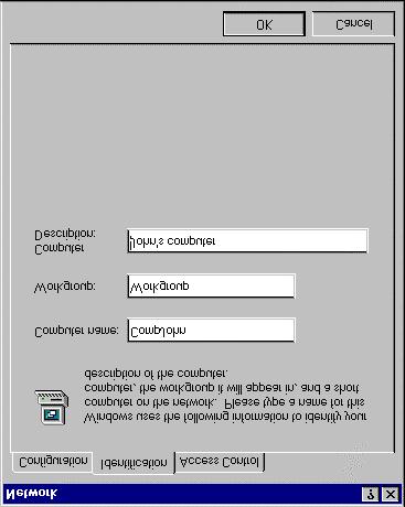 4. Po instalowaniu drivera, Windows 95 poka*e komunikat, *e nale*y podaü nazwy komputerów i grup roboczych. 5. Nazwa komputera to nazwa komputera na sieci.