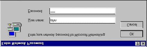 11. Jeli Windows 95 zostaáo ponownie uruchomione pojawi si nastpujce okno logowania:. 12. Wpisaü nazw u*ytkownika, ewentualnie wpisaü hasáo i nastpnie kliknü na OK, aby konynuowaü.