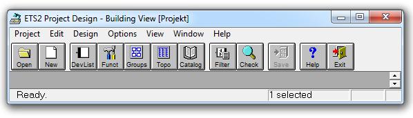 Rys. 2.3. Menu modułu Koncepcja projektu (Project Design) W menu dostępne są następujące funkcje: Otwórz (Open): Otwarcie istniejącego projektu. Nowy (New): Utworzenie nowego projektu.