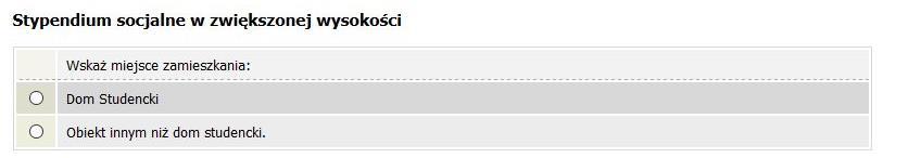 EKRAN 4 STYPENDIUM SOCJALNE W ZWIĘKSZONEJ WYSOKOŚCI Ten ekran zostanie wyświetlony tylko w sytuacji, gdy na Ekranie 3 wybrałeś stypendium socjalne w zwiększonej