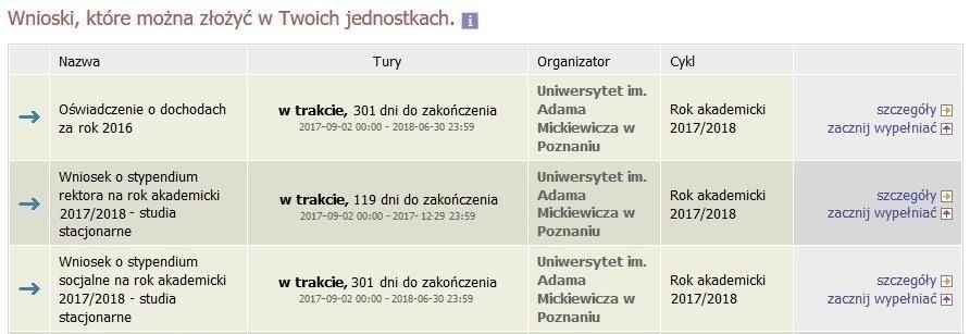 Rysunek 3 Jeżeli wcześniej rozpocząłeś wypełnianie wniosku i chcesz je kontynuować lub otrzymałeś informację, że Twój wniosek został cofnięty do poprawy, to