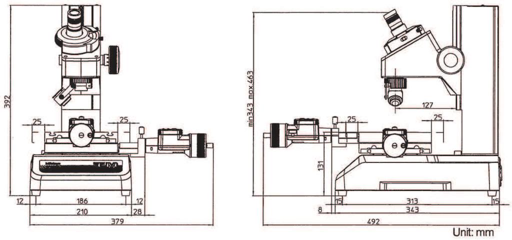 Mikroskop pomiarowy TM-00 Seria 176 Wymiary Model 176-818D 176-819D