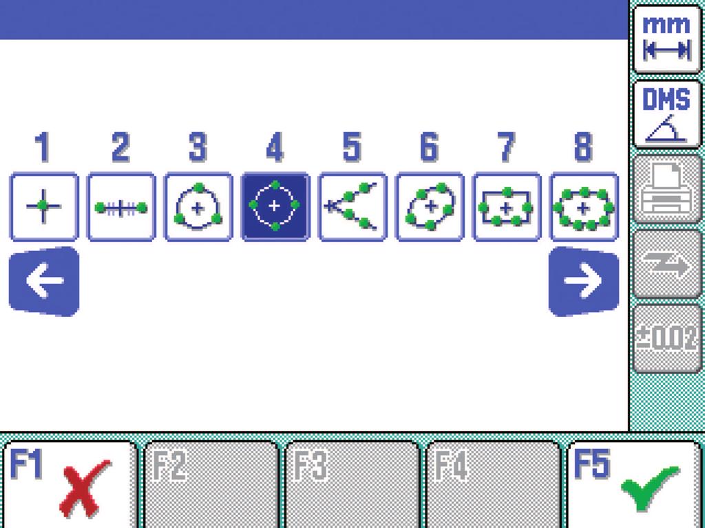 Rozdzielczość Wymiary [mm] Ekran Zasilanie Funkcje programu Analiza statystyczna Wyjście danych Język menu Measuring of Geometric Elements Typ mocowany na statywie Measurement result ﬁle output