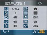 (Naciśnij przycisk 2, aby powrócić do ekranu wyboru.) Czynności zaawansowane (robienie zdjęć) Zmiana ustawień menu Jeśli ustawienia menu są zmienione tymczasowo wybranymi opcjami [ UST.1], [ UST.