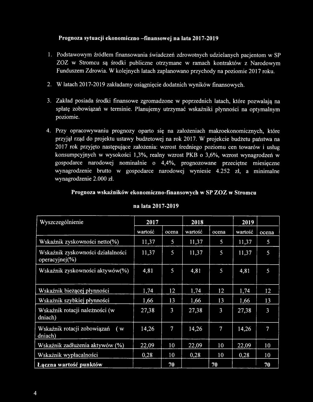 W kolejnych latach zaplanowano przychody na poziomie 2017 roku. 2. W latach 2017-2019 zakładamy osiągnięcie dodatnich wyników finansowych. 3.