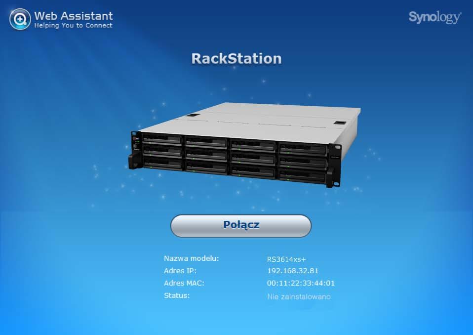 Rozdział Instalacja oprogramowania DSM na Rozdział 3: serwerze RackStation 3 Po zainstalowaniu sprzętu zainstaluj DiskStation Manager (DSM) system operacyjny przeznaczony specjalnie do serwerów NAS