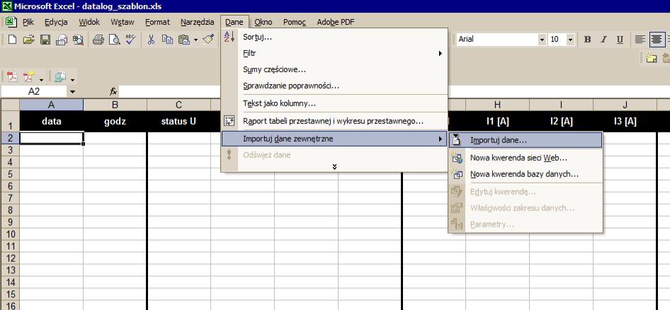 4. IMPORT PLIKU TEKSTOWEGO DO PROGRAMU EXCEL Z folderu log otworzyć plik