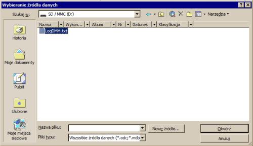 Wybrać plik LogDMM.