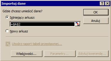 Otworzy się okno Importu danych.