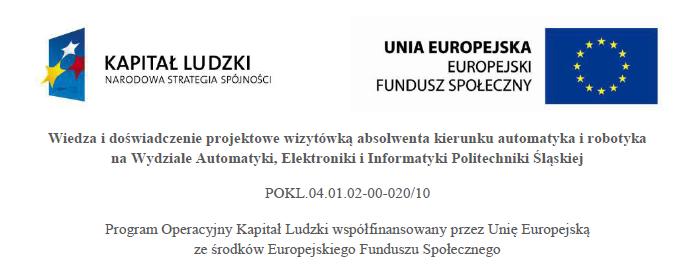 Wiedza i doświadczenie projektowe wizytówką absolwenta kierunku automatyka i robotyka na Wydziale Automatki, Elektroniki i Informatyki Politechniki Śląskiej POKL. 04.01.