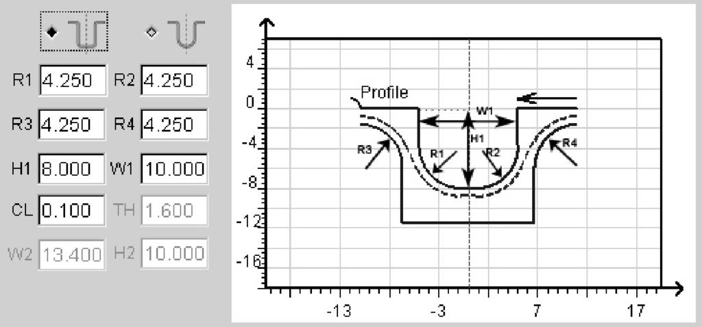 169 Rys. 8. Kształt i parametry geometrycznego progu ciągowego db6 siła hamowania równa 2,344 kn/mm Fig. 8. The shape and parameters for geometrical drawbead db6 restraining force is equal 2,344 kn/mm Dzięki zastosowaniu progów ciągowych zjawisko pofałdowania zostało wyeliminowane.