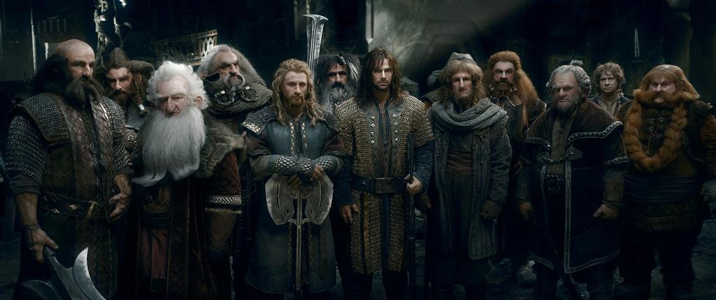 Krasnoludy (Dwalin, Balin, Kili, Fili, Dori, Nori, Ori, Oin, Gloin, Bofur, Bifur, Bombur, Thorin Dębowa Tarcza) - bohaterowie drugoplanowi.