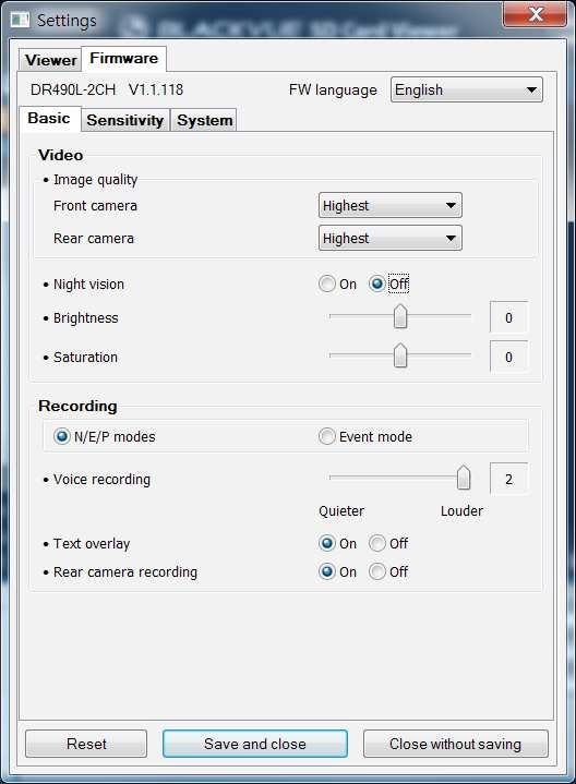 8. 2. Menu ustawień rejestratora Wybierając zakładkę Firmware, uzyskasz dostęp do menu ustawień rejestratora.