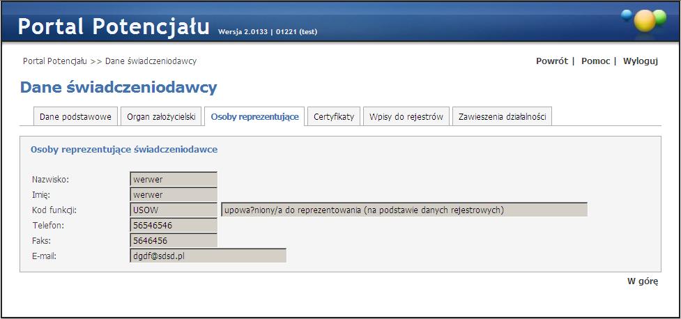 21 Dane świadczeniodawcy Wprowadzone zgłoszenie należy przekazać do rozpatrzenia Oddziałowi Wojewódzkiemu NFZ. Dokonuje się tego klikając przycisk.