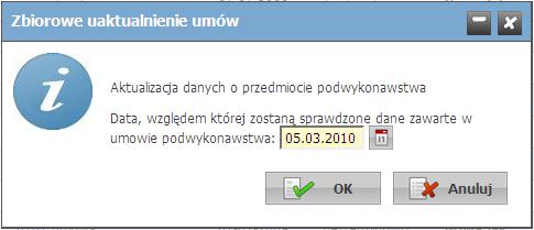 93 Umowy podwykonawstwa polach edycyjnych spowoduje wyświetlenie wszystkich umów podwykonawcy zapisanych w systemie.