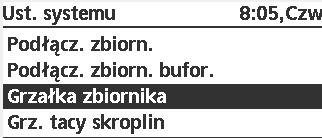 Ta opcja jest dostępna, jeśli wybrano podłączenie zbiornika (TAK) Grzałka zbiornika zewnętrzna / wewnętrzna (domyślnie: