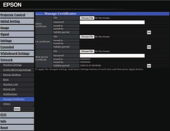 Sterownie projektorem sieciowym z wykorzystniem przeglądrki internetowej 199 d e Przejdź do ekrnu Epson Web Control poprzez wprowdzenie dresu IP projektor w polu dresowym przeglądrki.