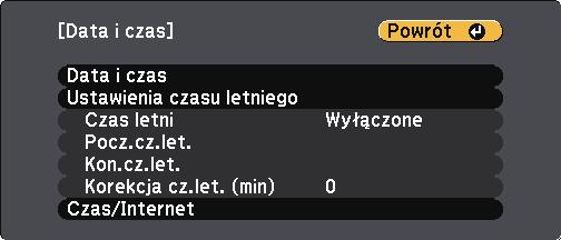 Ustwinie dty i godziny 52 Możn ustwić dtę i czs dl projektor. b Włącz projektor. Nciśnij przycisk [Menu] w pnelu sterowni lub n pilocie.