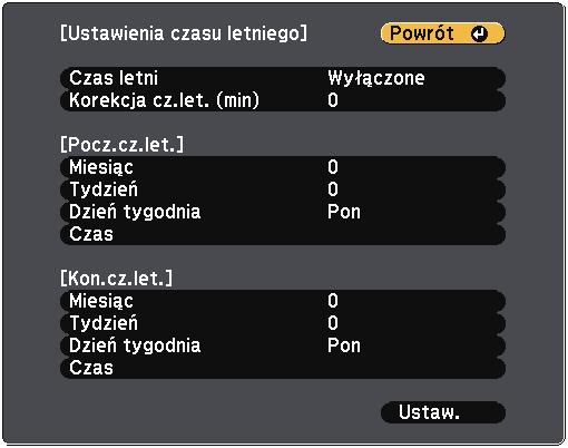 l m Po zkończeniu wybierz Ustw. i nciśnij [Enter]. Aby utomtycznie zktulizowć godzinę z pomocą Internet.