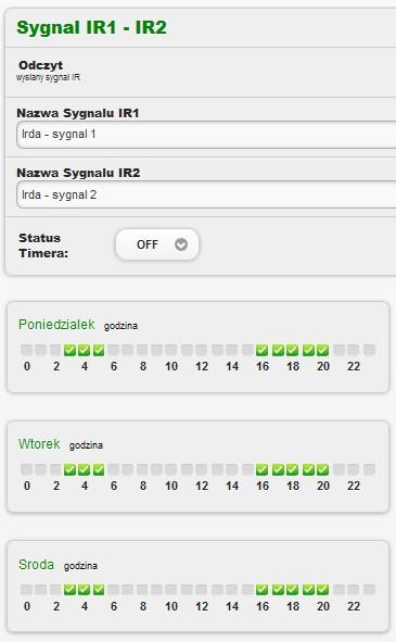 wysyłanie sygnałów podczerwieni za pomocą diody D1 lub D2 w celu np.