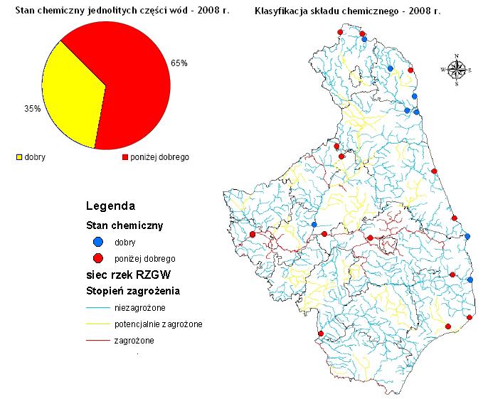 wody należące do klasy V (zły stan ekologiczny), czyli są to wody o poważnie zmienionych warunkach przyrodniczych, w których nie występują typowe dla danego rodzaju wód gatunki nie zostały