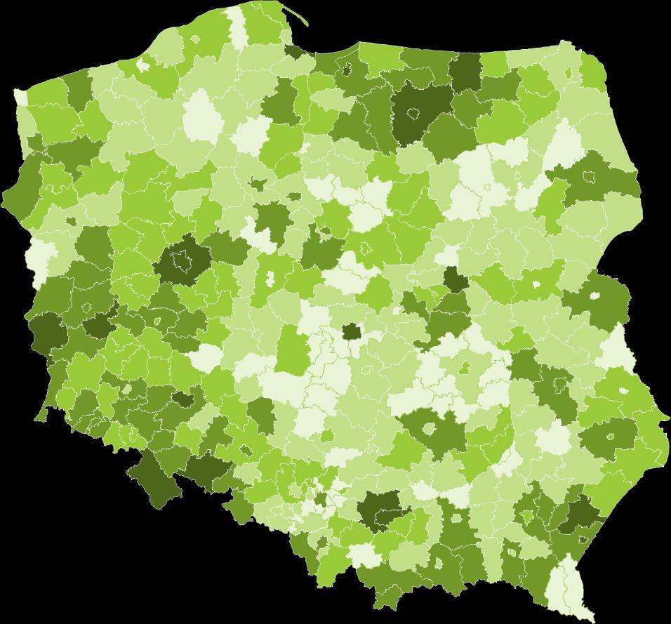III. OCHRONA ZABYTKÓW Mapa 2. Zabytki nieruchome według powiatów w 2016 r.