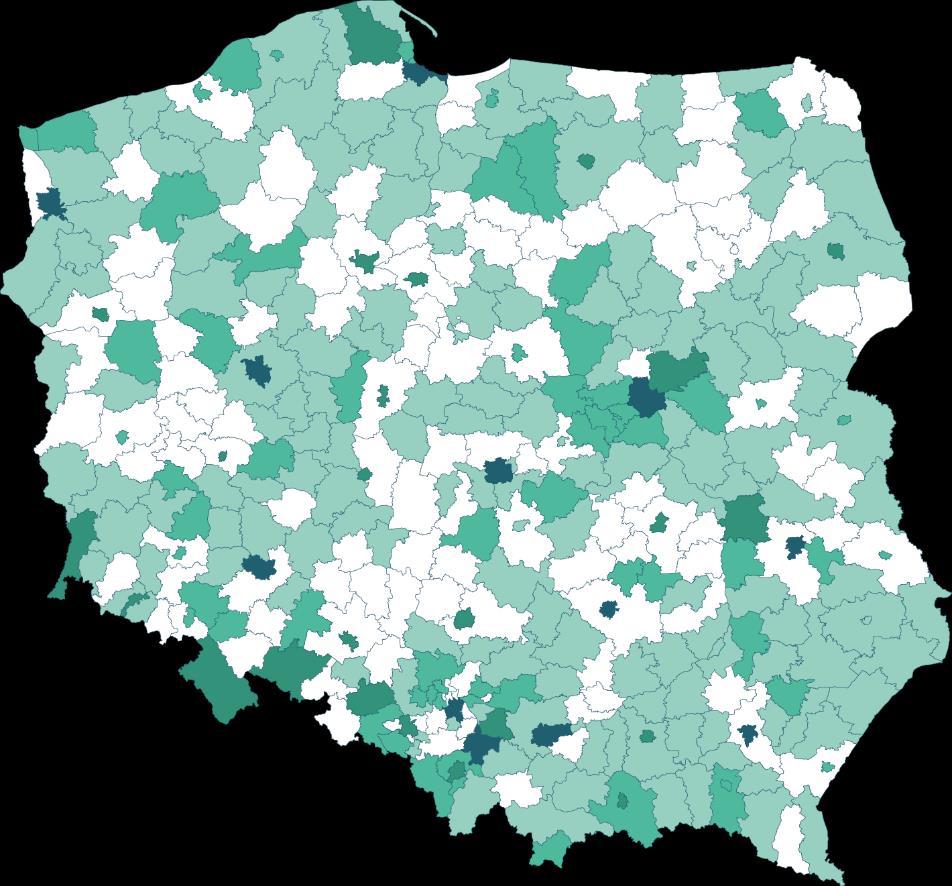 XI. KINEMATOGRAFIA Mapa 18. Kina stałe według powiatów w 2016 r. Liczba kin stałych 5 31 3 4 2 1 0 Wykres 25. Kina stałe i miejsca na widowni według województw w 2016 r.