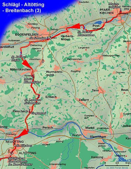 Kierowca ma w tym miejscu 24 godziny odpoczynku przyjeżdża po nas następnego dnia na trasę i zawozi do Altötting Źródło: www.jakobus-weg.de/ajakw/jakob_home.