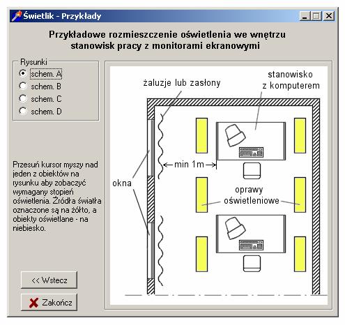 3) oraz przycisk Przykłady, który umoŝliwia przejście do okna z przykładowymi schematami oświetlenia stanowisk pracy (rys. 4). Rys. 3.