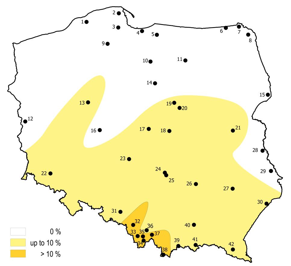 - 242 - Poland. Our null hypothesis was that the whiskered bat is more abundant in areas where pipistrells are rare or absent.