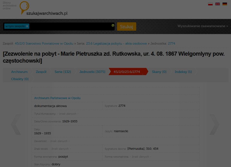 FEEDBACK / PODPOWIEDZI struktura archiwaliów